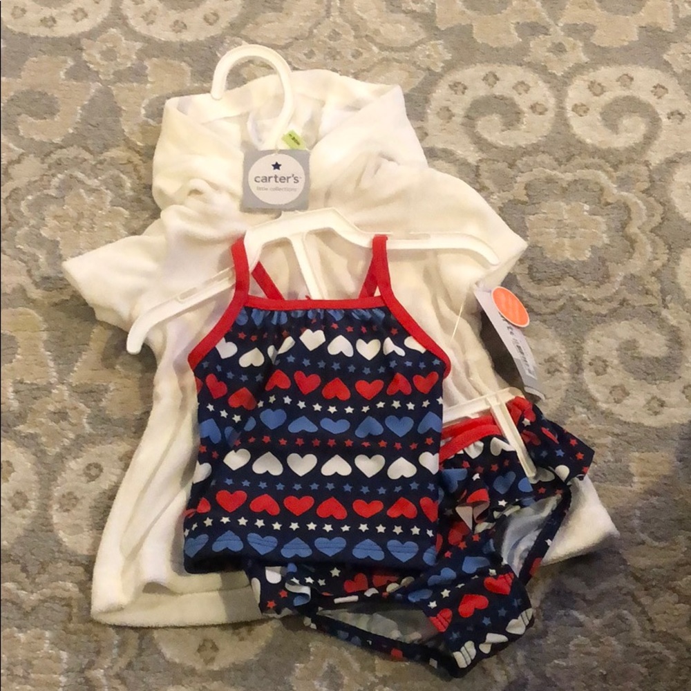 Carter’s 3 pc Bathing suit w/ terry cloth cover up